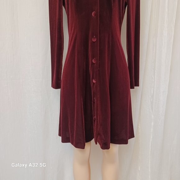 Talbots Vtg Women Size 6 Rich Burgundy Long Sleeve Dress - Picture 3 of 16